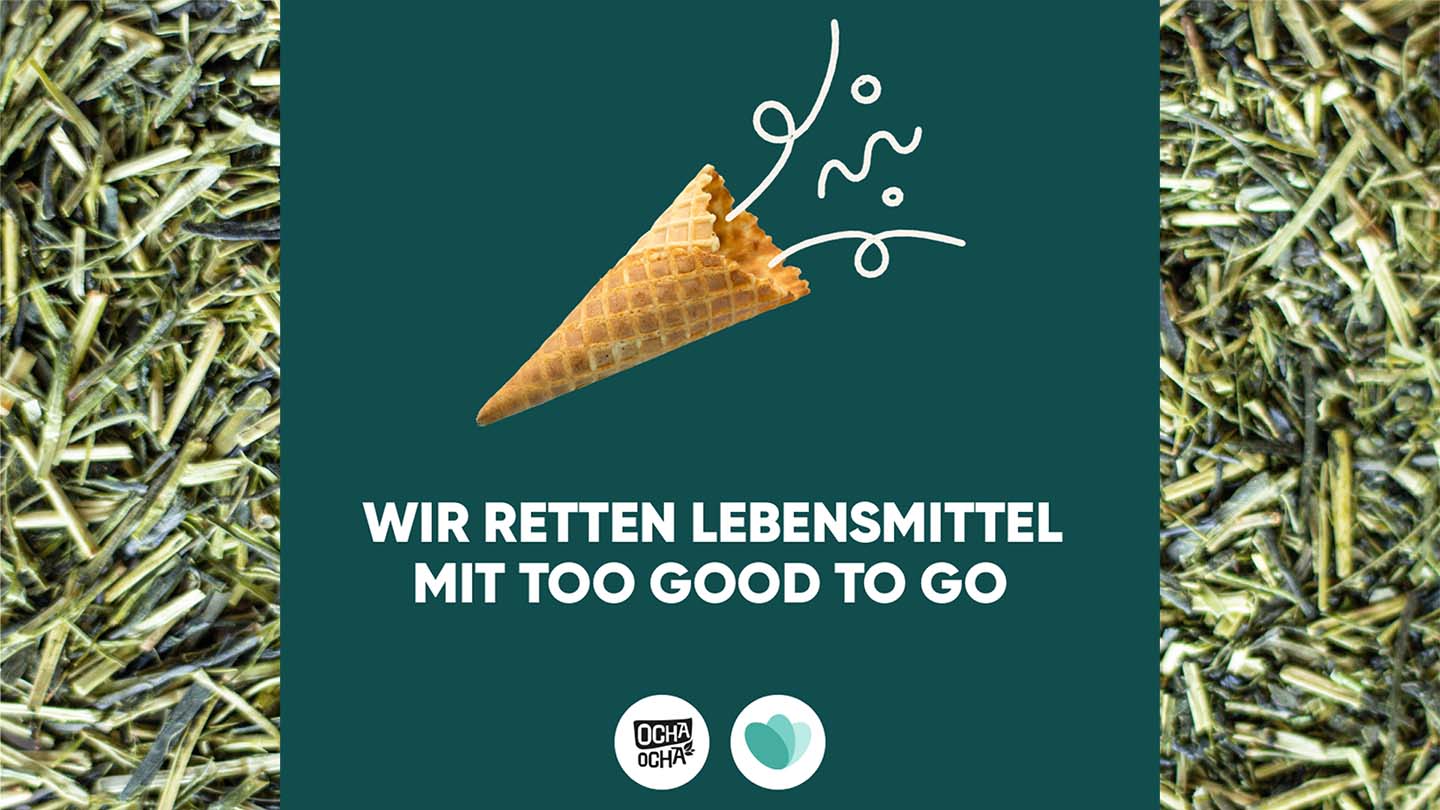 Im Bild sieht man die Firmen-Logos von Ocha-Ocha® und der Anti-Food Waste Plattform Too Good To Go 