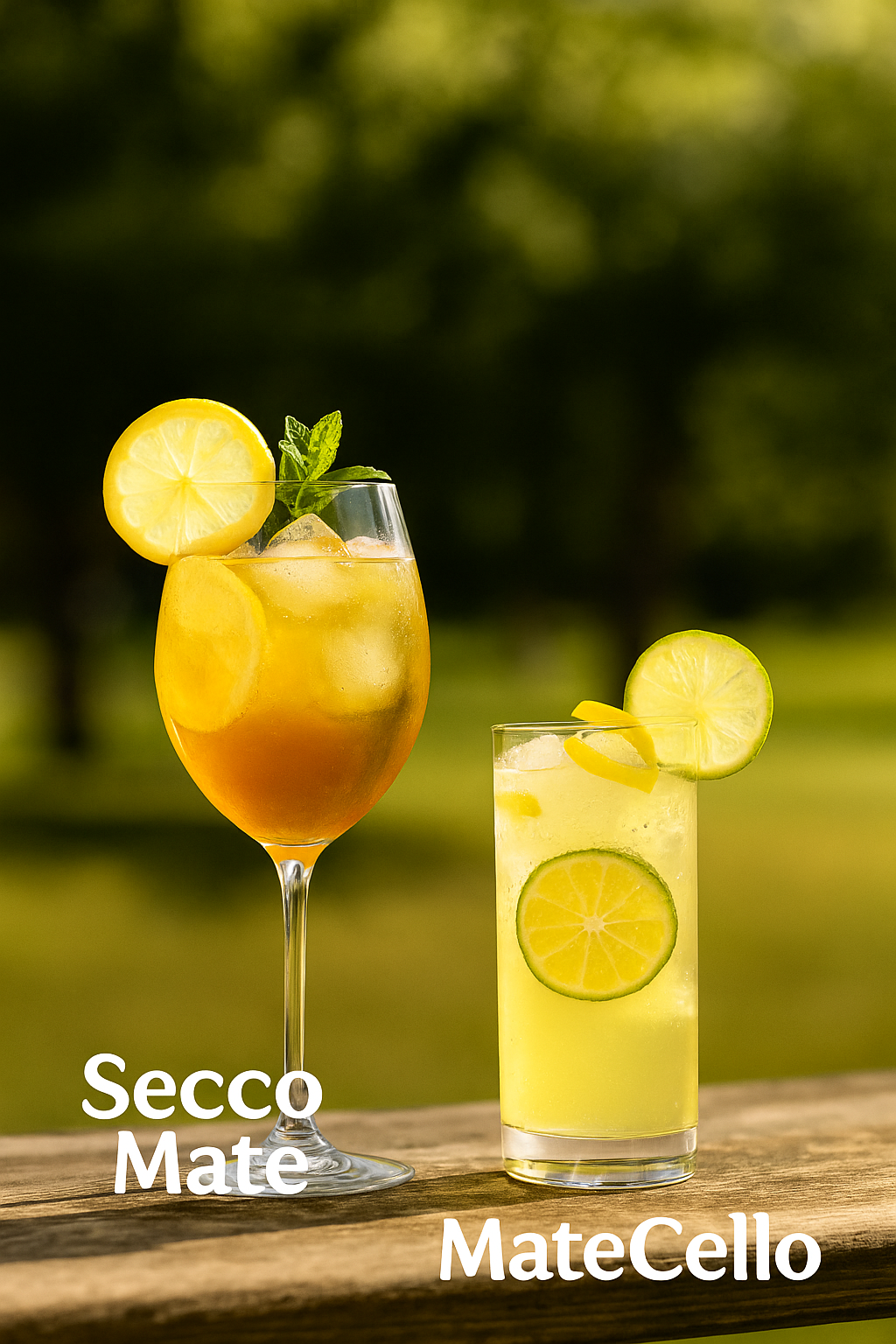 im Glas als Longdink präsentiert sind Secco Mate und Mate Cello